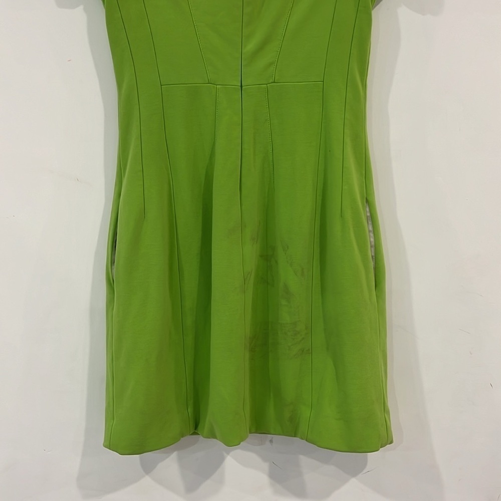 Diane Von Furstenburg Agatha Lime Green Zip front Mini Dress Size 10 - Picture 12 of 16